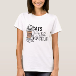 Camiseta Libere sua Purr-sonality: Gatos, Livros e Café