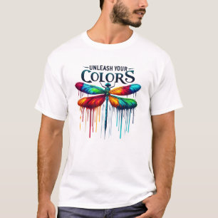 Camiseta Libere suas cores - Dragonfly artística