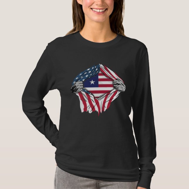 Camiseta Liberian Blood Inside Me  Liberia Flag (Frente)