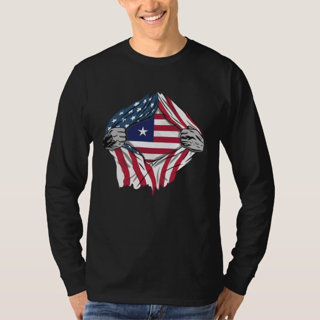 Camiseta Liberian Blood Inside Me  Liberia Flag (Frente)