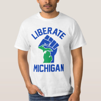 Camiseta Libertar o Punho Enchido de Michigan
