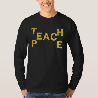 Camiseta Libertário Desgastado ao Estilo Vintage Ensine Paz
