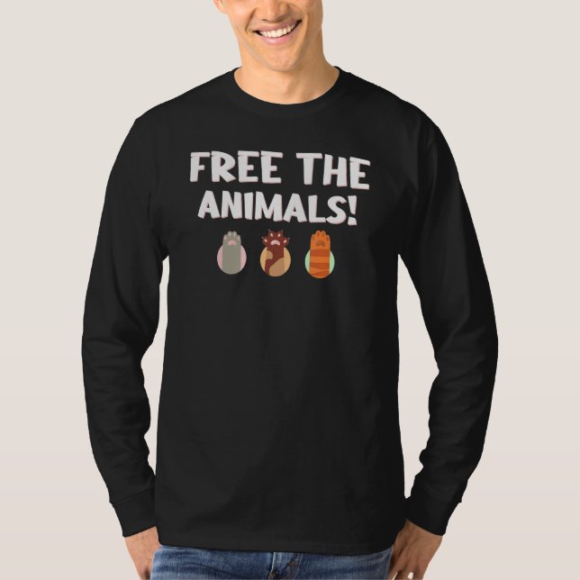 Camiseta Liberte Os Animais Bem-Estar Vegan Protesto Veggie (Frente)