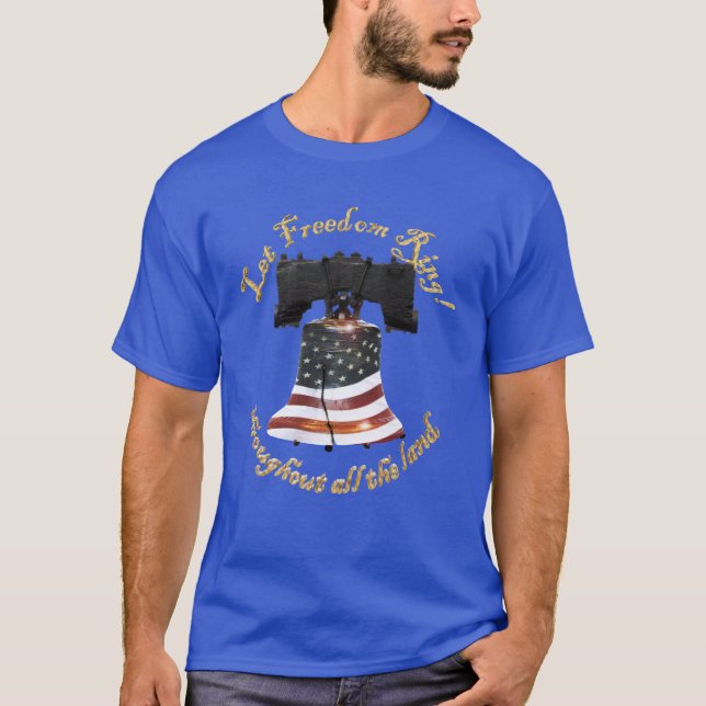 Camiseta Liberty Bell com Bandeira Americana - Deixe a Libe (Frente)