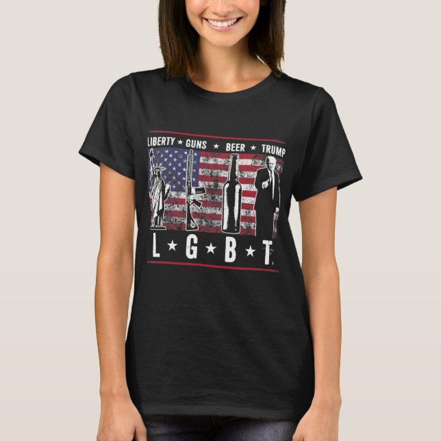 Camiseta Liberty Guns Beer Trump Lgbt Parody (Frente)