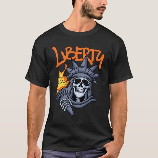 Camiseta Liberty Holding Flaming streetwear  (Frente)