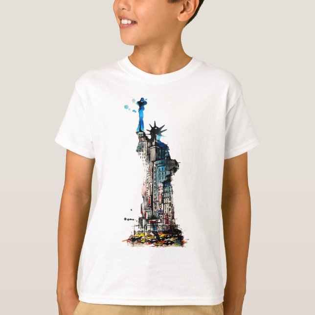 Camiseta Liberty Nova Iorque Viagem Love Watercolor (Frente)