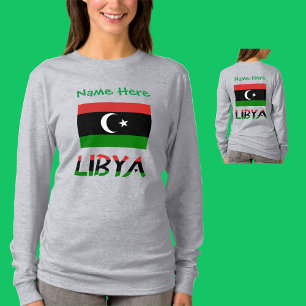 Camiseta Líbia e Personalização Verde da Bandeira Líbia
