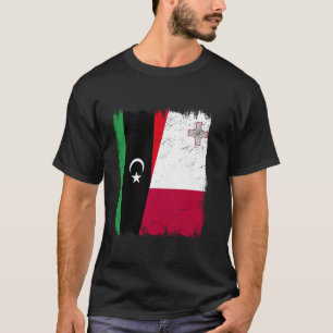 Camiseta Líbia Malta Meia Bandeira Raízes Líbio Maltesas