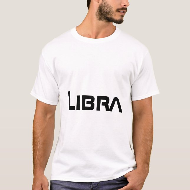 Camiseta LIBRA, desenho abstrato do símbolo zodiaco, (Frente)