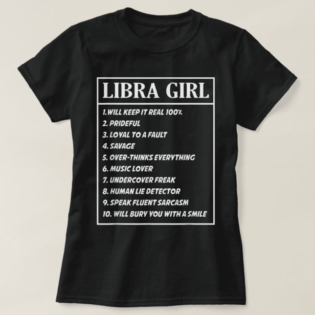 Camiseta Libra Garota Para Mulheres (Frente do Design)