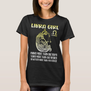 Camiseta Libra Garota Sabe Mais Dizer Pense Mais Fale Notem