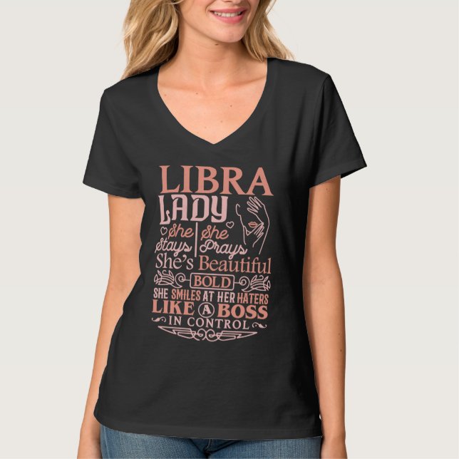Camiseta Libra Lady  Astrology Zodiac Sign Libra Woman Girl (Frente)