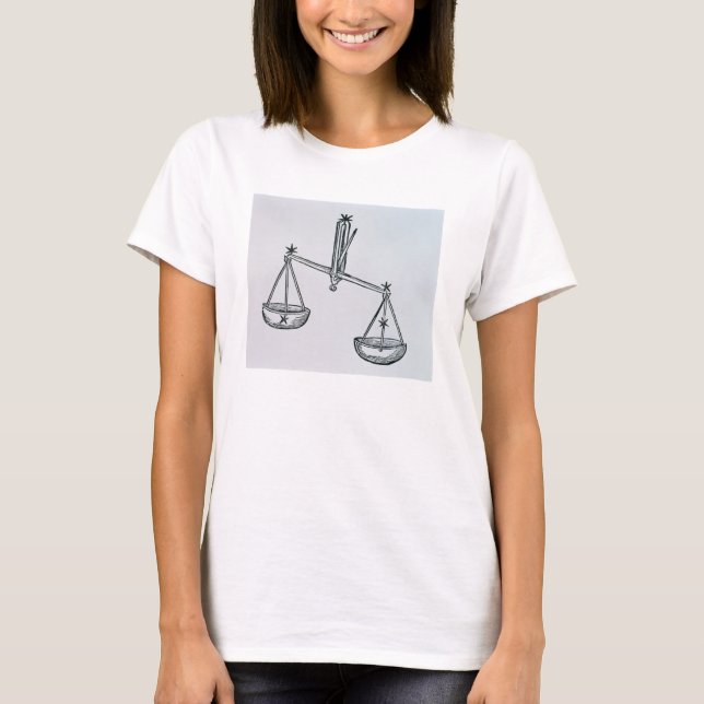 Camiseta Libra (o Scales) ilustra do Poeti (Frente)