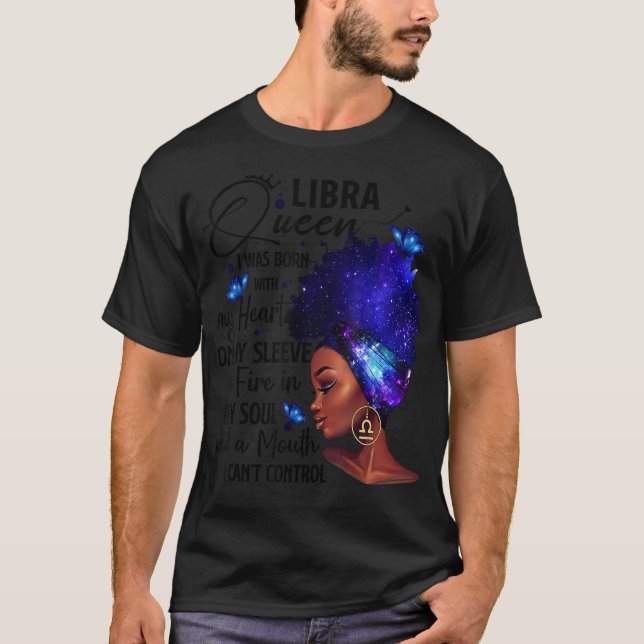 Camiseta Libra Rainha Afro Melanin Garota Presente De Anive (Frente)