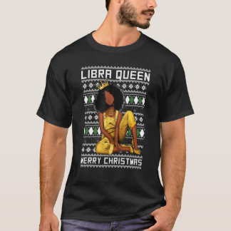 Camiseta Libra Rainha Feliz Natal Para Mulheres Negras