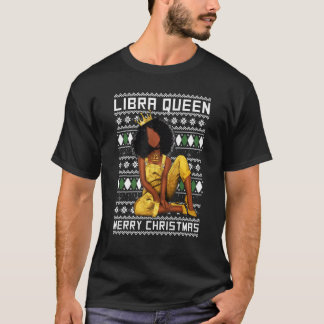 Camiseta Libra Rainha Feliz Natal Para Mulheres Negras