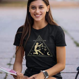 Camiseta Libra Zodiac - Símbolo de Elemento Aéreo em Dourad