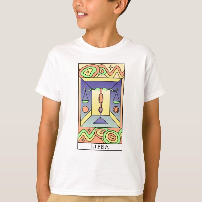 Camiseta Libra Zodiac - Sinal Abstrato Art Vintage (Frente)