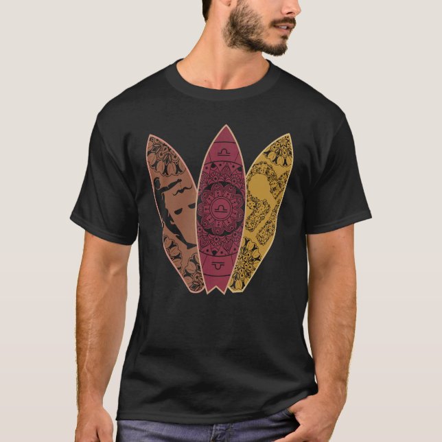 Camiseta Libra Zodiac - Sinal de surfboard Horoscópio surfa (Frente)