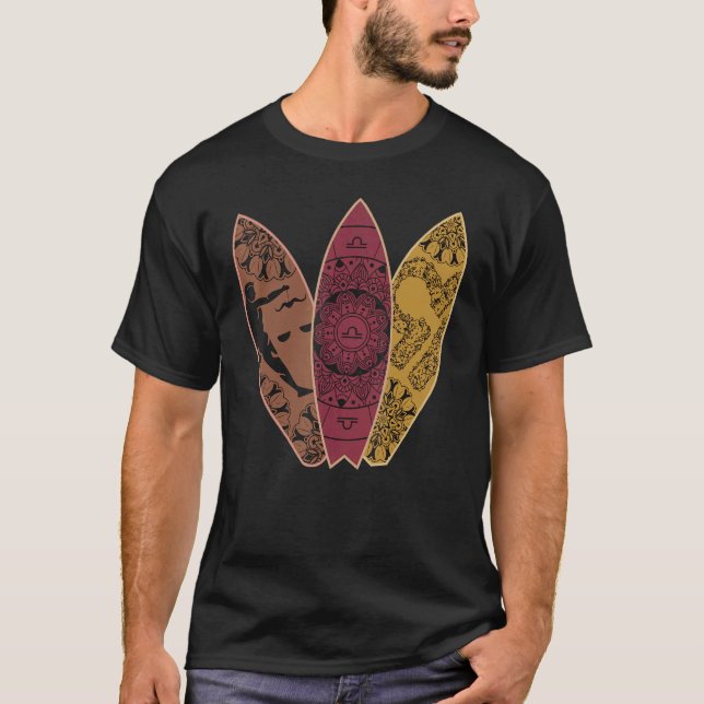 Camiseta Libra Zodiac - Sinal de surfboard Horoscópio surfa (Frente)