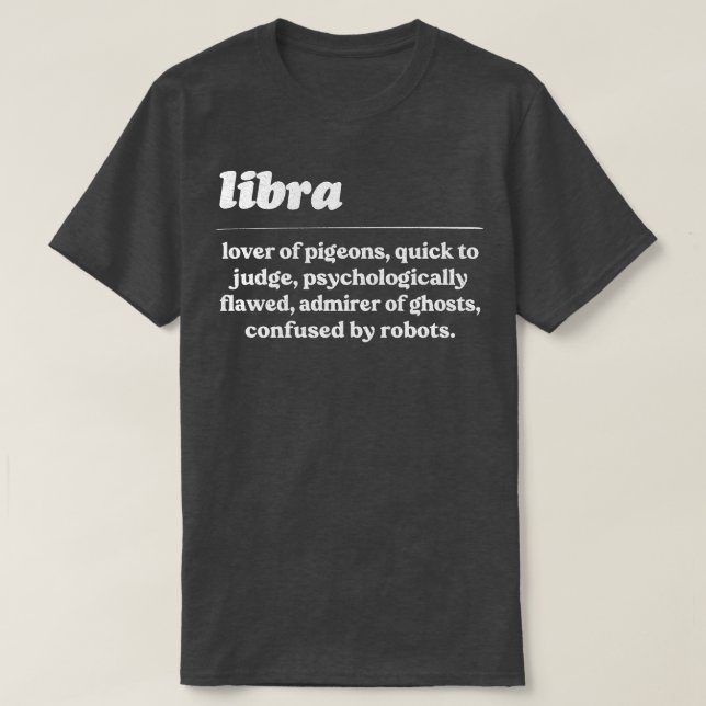 Camiseta Libra ZodiacDesign de Presente Humoroso (Frente do Design)