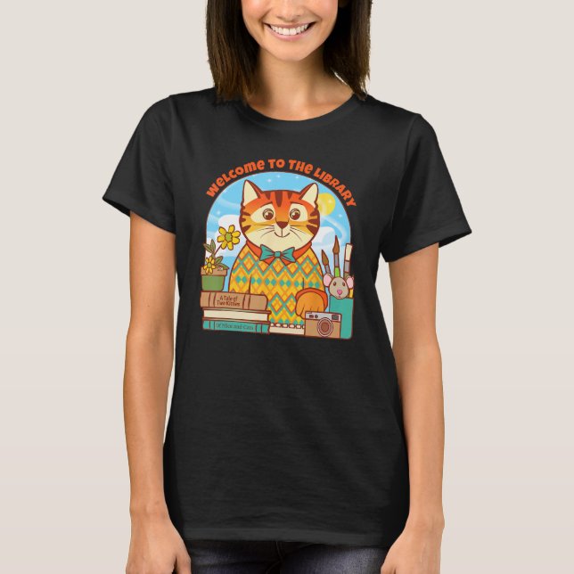 Camiseta Library Welcome Tiger Cat and Mouse (Frente)