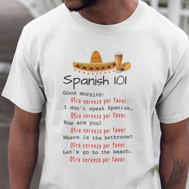 Camiseta Lição de Língua Espanhola 101 Divertida Cerveja de (Criador carregado)