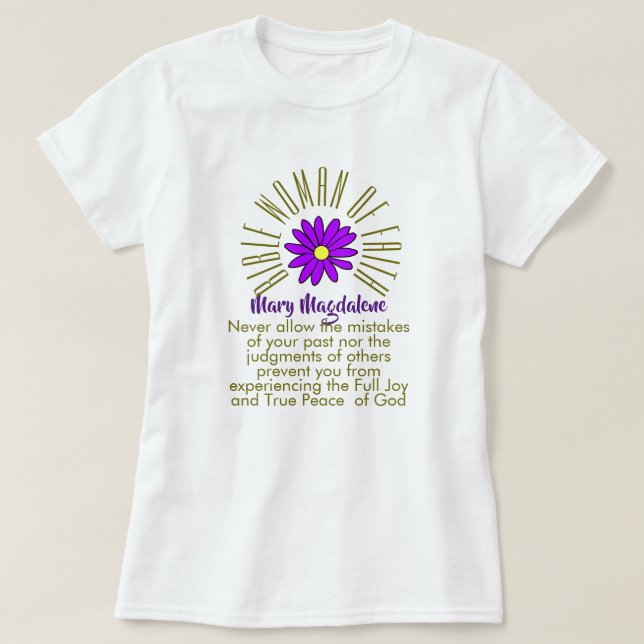 Camiseta Lição Para Mulheres Bíblias de Fé Mary Mag Christi (Frente do Design)