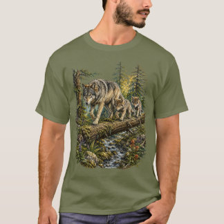 Camiseta Lição Silenciosa – Família de Lobo Vintage na Natu