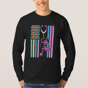 Camiseta Licença Americana De Ovos Stethoscope Enfermeira B