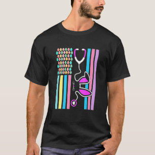 Camiseta Licença Americana De Ovos Stethoscope Enfermeira B