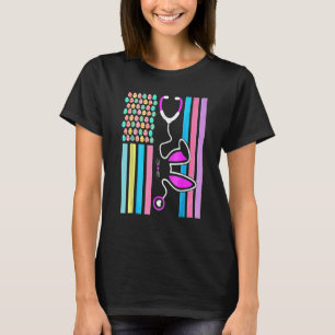 Camiseta Licença Americana De Ovos Stethoscope Enfermeira B