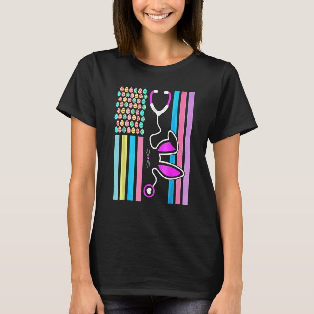 Camiseta Licença Americana De Ovos Stethoscope Enfermeira B (Frente)