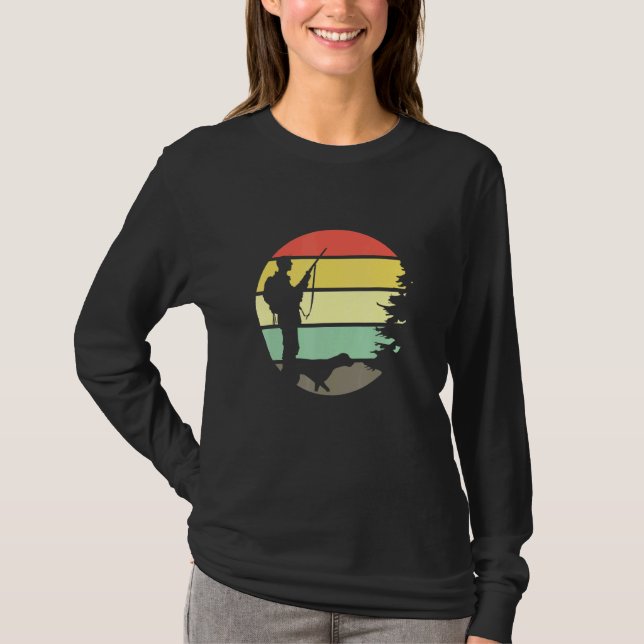 Camiseta Licença De Caça Retro Sunset Hunter Com Caça D (Frente)