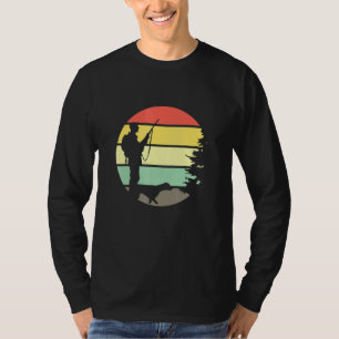 Camiseta Licença De Caça Retro Sunset Hunter Com Caça D