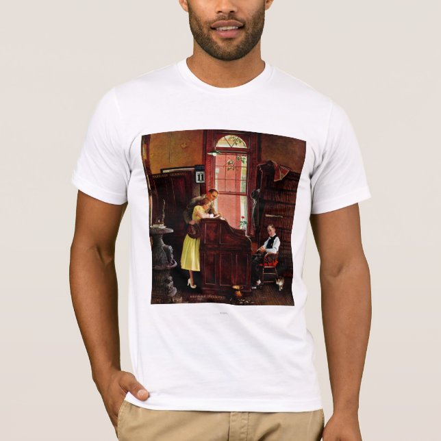 Camiseta Licença de casamento de Norman Rockwell (Frente)