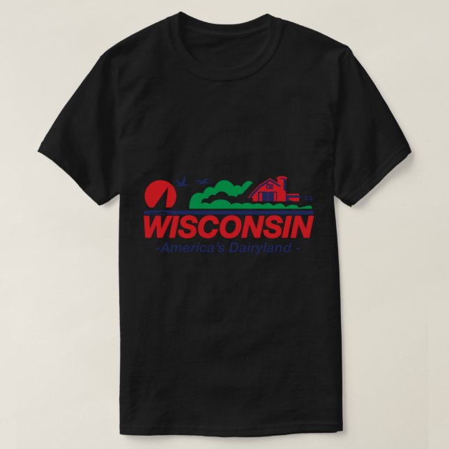Camiseta Licença de Wisconsin Plate America's Dairyland (Frente do Design)