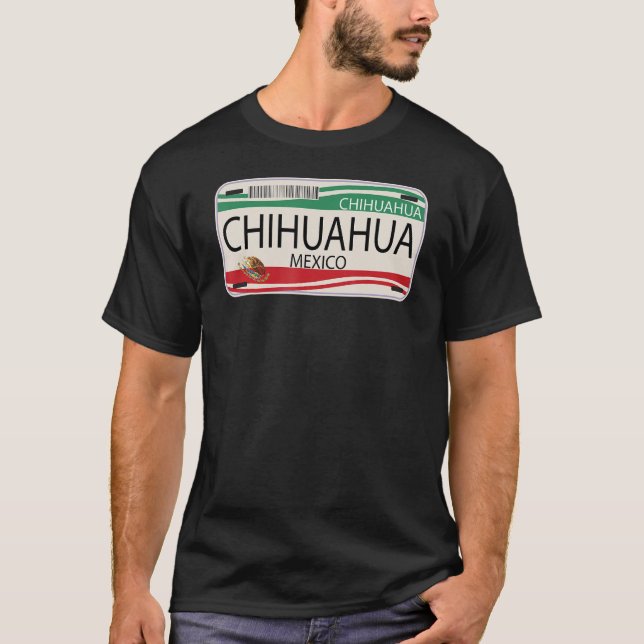 Camiseta Licença Mexicana Plate Chihuahua Bandeira Mexicana (Frente)
