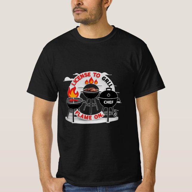 Camiseta Licença para Grill - Flame On, Chef CHURRASCO Dive (Frente)