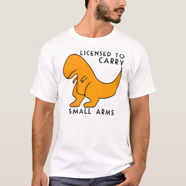 Camiseta Licenciado ao Carregar de Armas Pequenas T-rex Din (Frente)