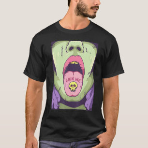 Camiseta Lick Me Gótico Tongue With Skull Pill Emo Punk Got
