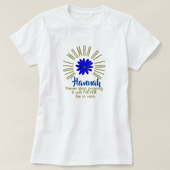 Camiseta Lições para as mulheres Bíblias de Faith Hannah Ch (Frente do Design)