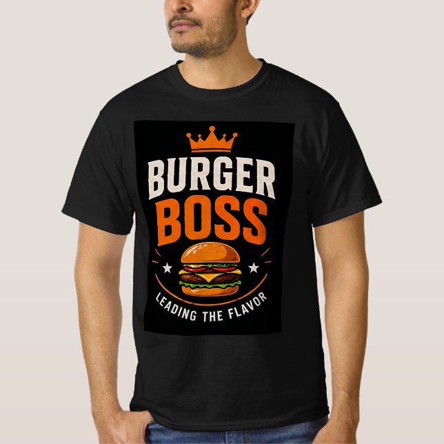 Camiseta 🍔 Líder da Equipe do Grill Burger Boss 👑 (Frente)