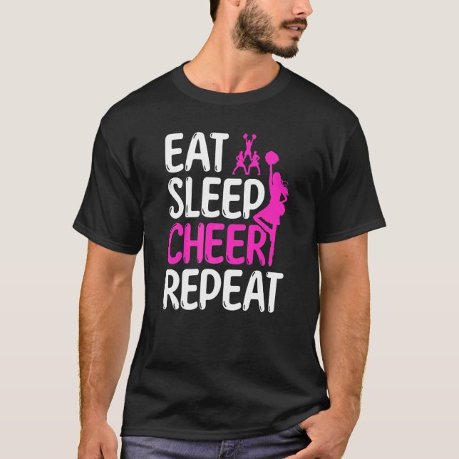 Camiseta Líder de torcida Liderança de torcida Comer Dormir (Frente)