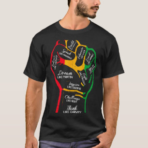 Camiseta Líderes negros inspiradores punho cerrado mão pret