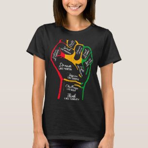 Camiseta Líderes negros inspiradores punho cerrado mão pret