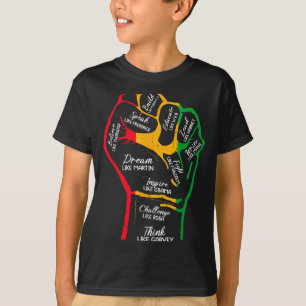 Camiseta Líderes negros inspiradores punho fechado mão pret