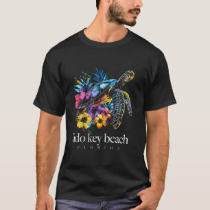 Camiseta Lido Key Beach Sea Turtle Flowers Surfer S
