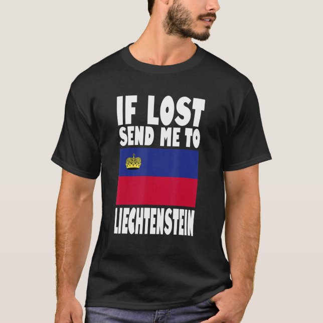 Camiseta Liechtenstein Flag Design  If lost send me to Liec (Frente)